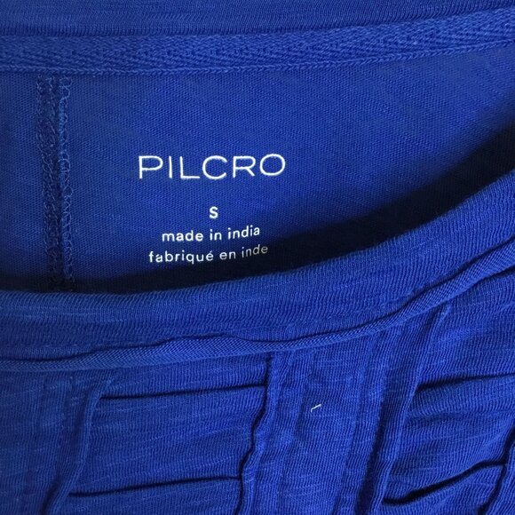 PILCRO ANTHROPOLOGIE Cobalt Blue Babydoll Peplum Top Cotton Boho Oversized S - Picture 7 of 7